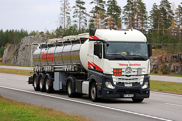 Image showing New Mercedes-Benz Actros Semi Tanker on the Road