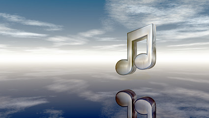 Image showing metal music note under cloudy sky - 3d rendering