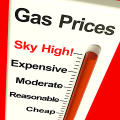 Image showing Gas Prices Sky High Monitor Showing Soaring Fuel Expenses