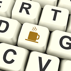 Image showing Coffee Mug Icon Computer Key As Symbol For Taking A Break