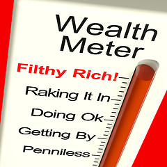 Image showing Wealth Meter Showing Money And Being Rich