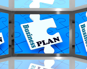 Image showing Business Plan On Screen Showing Business Strategies