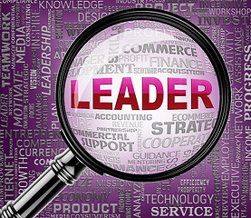 Image showing Leader Magnifier Shows Leadership Magnify And Initiative