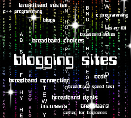 Image showing Blogging Sites Means Online Weblog And Word