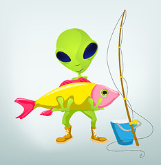 Image showing Funny Alien Cartoon Illustration