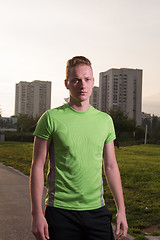 Image showing portrait of a young man on jogging