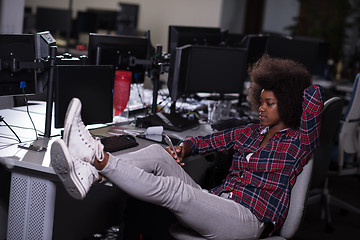 Image showing portrait of a young successful African-American woman in modern 