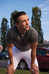 Image showing portrait of a young man on jogging