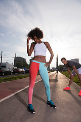 Image showing multiethnic group of people on the jogging