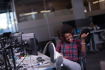 Image showing portrait of a young successful African-American woman in modern 