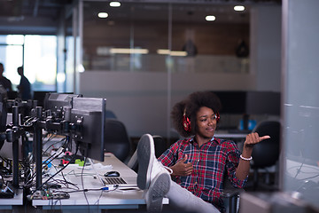 Image showing portrait of a young successful African-American woman in modern 