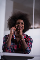 Image showing portrait of a young successful African-American woman in modern 