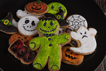 Image showing Homemade delicious ginger biscuits for Halloween