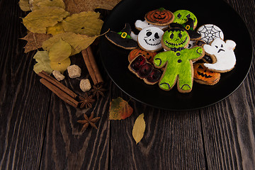 Image showing Homemade delicious ginger biscuits for Halloween