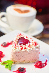 Image showing heart-shaped valentine cake