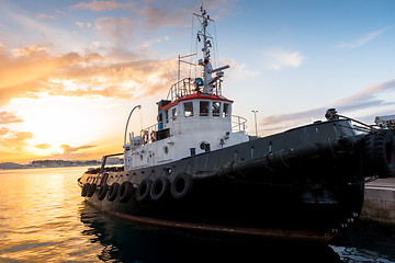 Image showing Fishing boat at dawn