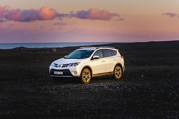 Image showing VIK, ICELAND - MAY 08, 2015. Toyota RAV4 four wheel drive SUV for unpaved roads