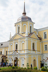 Image showing Sergiev Posad - August 10, 2015: View of the church treasury bench in the housing communal cells Holy Trinity St. Sergius Lavra