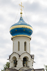 Image showing Sergiev Posad - August 10, 2015: Dome and bell tower of the Spirit temple of the Holy Trinity St. Sergius Lavra