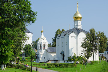 Image showing Sergiev Posad - August 10, 2015: View of Friday Church and bell tower standing next to Sergiev Posad
