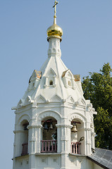 Image showing Sergiev Posad - August 10, 2015: Belfry closeup Pyatnitskaya church in Sergiev Posad