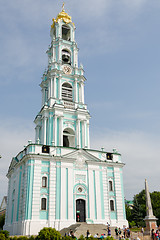 Image showing Sergiev Posad - August 10, 2015: View of the bell tower of the Trinity-Sergius Lavra