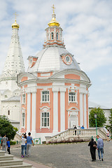 Image showing Sergiev Posad - August 10, 2015: View of Smolensk temple of the Holy Trinity St. Sergius Lavra