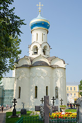 Image showing Sergiev Posad - August 10, 2015: View of the front of the grave Spirit temple of the Holy Trinity St. Sergius Lavra