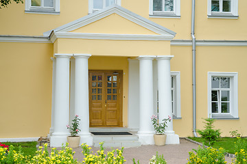 Image showing Sergiev Posad - August 10, 2015: View of the entrance to the Treasury fraternal body cells Holy Trinity St. Sergius Lavra