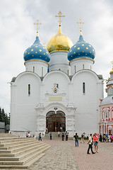 Image showing Sergiev Posad - August 10, 2015: View of the Assumption Cathedral of the Holy Trinity St. Sergius Lavra