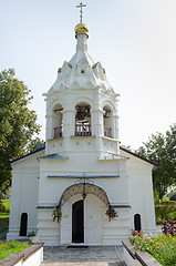 Image showing Sergiev Posad - August 10, 2015: Belfry Pyatnitskaya church in Sergiev Posad