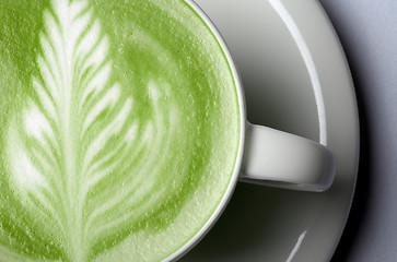 Image showing close up of matcha green tea latte in cup