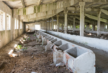 Image showing Old abandoned barn, inside view of the building