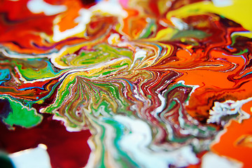 Image showing mixture of colored paints close-up