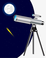 Image showing Telescope and starry sky