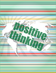Image showing positive thinking on screen - motivation business concept vector quotation marks with thin line speech bubble. concept of citation, info, testimonials, notice, textbox. flat style 