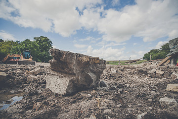 Image showing Big rock at a construction site