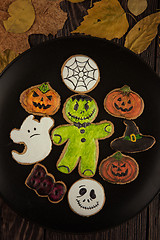 Image showing Homemade delicious ginger biscuits for Halloween