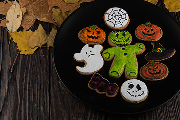 Image showing Homemade delicious ginger biscuits for Halloween