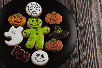 Image showing Homemade delicious ginger biscuits for Halloween