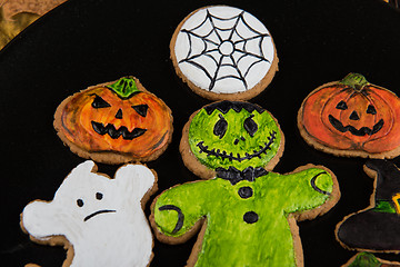 Image showing Homemade delicious ginger biscuits for Halloween