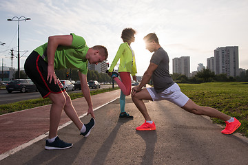 Image showing multiethnic group of people on the jogging