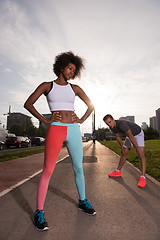 Image showing multiethnic group of people on the jogging