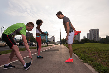 Image showing multiethnic group of people on the jogging