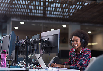 Image showing portrait of a young successful African-American woman in modern 