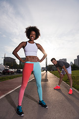 Image showing multiethnic group of people on the jogging