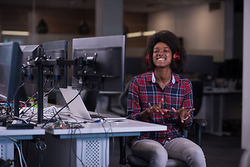 Image showing portrait of a young successful African-American woman in modern 