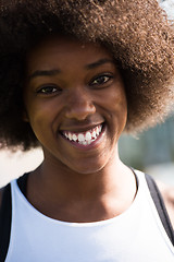 Image showing Close up portrait of a beautiful young african american woman sm