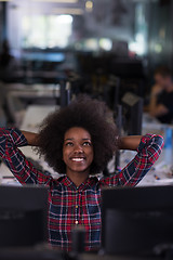 Image showing portrait of a young successful African-American woman in modern 