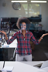 Image showing portrait of a young successful African-American woman in modern 